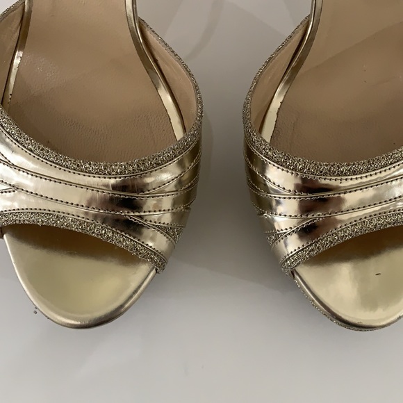 Jimmy Choo Gold Platform Heels Size 40.5 - Picture 6 of 12